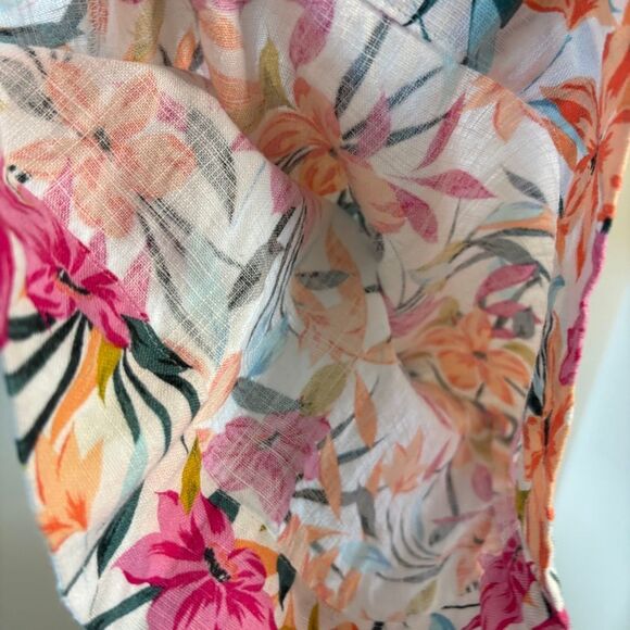 Jessica Simpson Tropical Floral Linen Flowy Wide Leg Pants - Picture 13 of 16